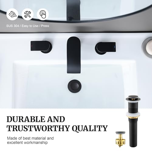 Bathroom Sink Stopper (Without Overflow / Matte Black)