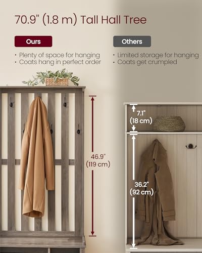 Hall Tree with Bench and Shoe Storage (Heather Greige)