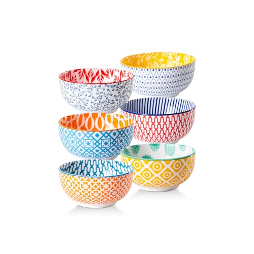 11 Oz Ceramic Small Dessert Bowls Set of 6 (Assorted Colors / 11oz)