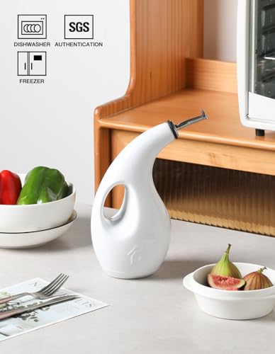 Sweejar Ceramic Olive Oil Dispenser Bottle (White / 24 Oz(Hollowed))