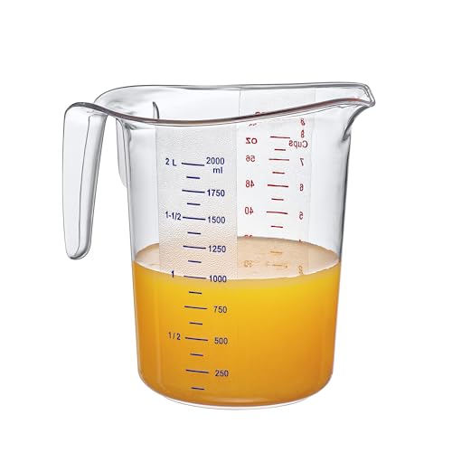 Melissa - 64-Ounce Plastic Measuring Pitcher (1-Pack), 8-Cup (2-Quart) Food-Grade Measuring Jug, Unbreakable, Stackable, Dishwasher-Safe, Great for Oil, Vinegar, Flour, and More (1-Pack)
