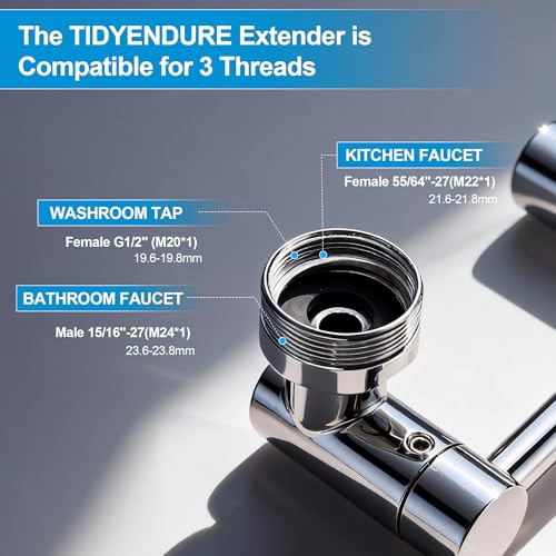 TIDYENDURE 1080° Rotating Faucet Extender (Silver)