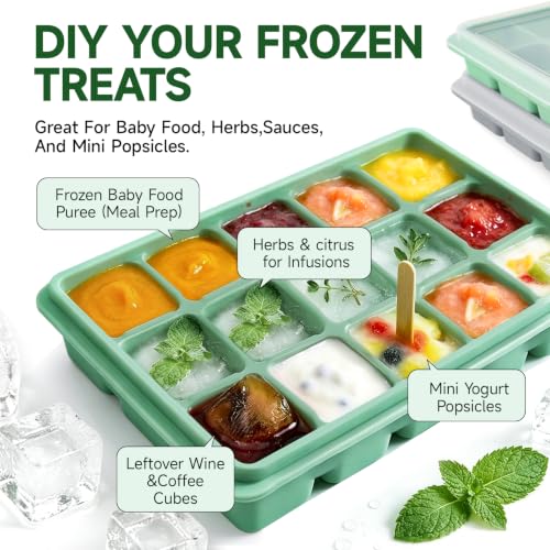 Ice Cube Trays Set of 2 (Green+Gray)