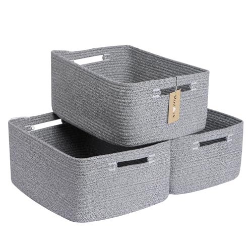 Large Storage Baskets for Shelves (3pcs-L17×W13×H7.5" / Mixed Grey)