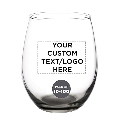 Custom Stemless Wine Glasses in Bulk by ARC Perfection (- Custom – Black / 10/50/100)
