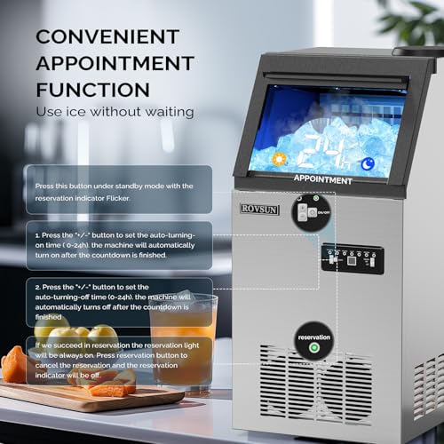 110LBS 24H Countertop Ice Maker with 2 Water Inlets (Silver & Black / 110LB)