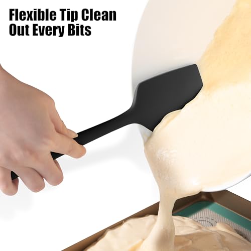 600°F Heat Resistant Silicone Spatula Scrapers (Set of 4 / Black)