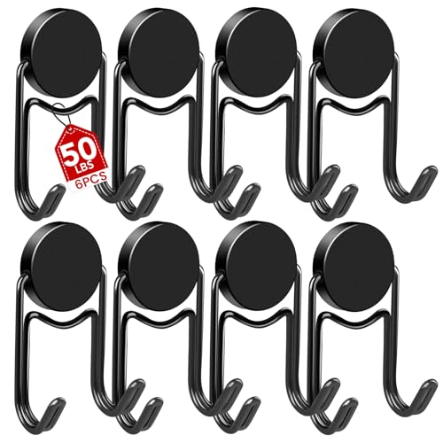 Magnetic Hooks for Cruise Cabins 50Lbs+ Heavy Duty Magnet Hook (Black / 1.0in×2.2in-2)