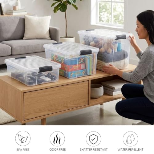 21 Quart Clear Plastic Storage Boxes with Lids (21 Quarts)