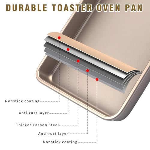 Toaster Oven Pans Set of 2 (Gold-11*9*1 inch)