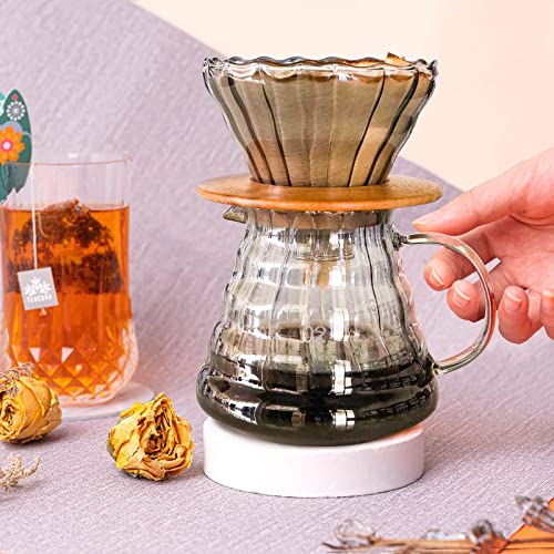 Pour Over Coffee Maker Set with Black Gooseneck Kettle Wooden Storage Tray Coffee Dripper Glass Server Coffee Scoop DIY Manual Coffee Maker Set (coffee maker set)