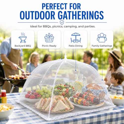 Pop Up Outdoor Food Covers to Keep Bugs Away (4 Medium (14”x14”))