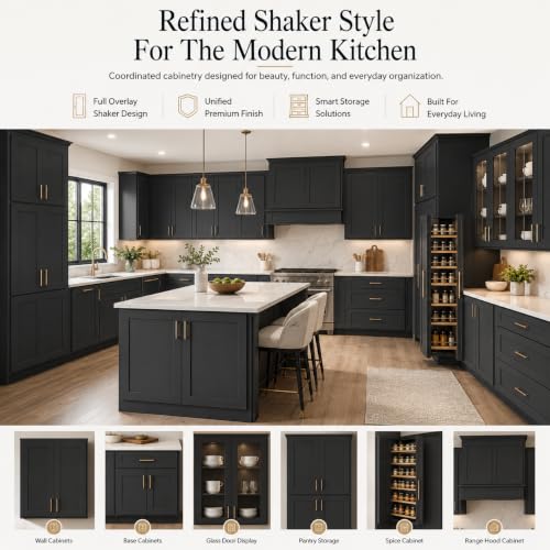 Wall Mounted Cabinet (Charcoal Black / 27" W x 12" D x 30" H)
