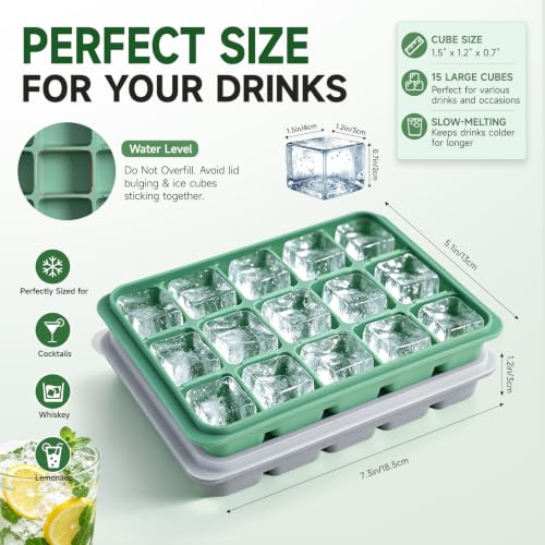 Ice Cube Trays Set of 2 (Green+Gray)