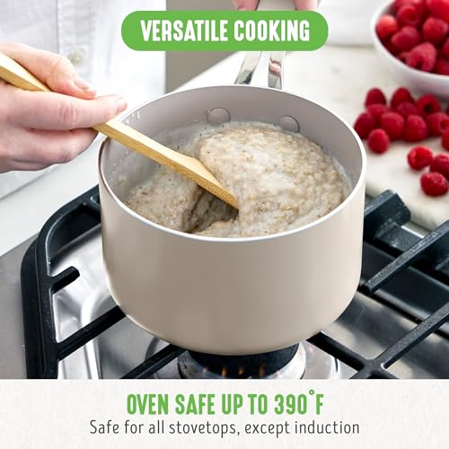 2 Quart Nonstick Saucepan with Lid (2QT Saucepan with Lid / Taupe)