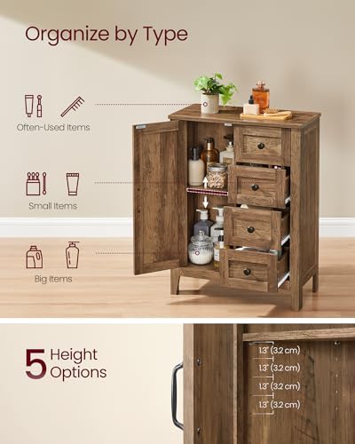 Farmhouse Storage Cabinet with Door (Honey Brown / 11.8"D x 23.6"W x 31.5"H)