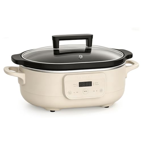 6 Quart Programmable Slow Cooker Removable Healthy Nonstick Pot (Oatmeal)