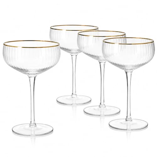 Gold Rim Coupe Glasses 11 oz (Champagne/Coupe)