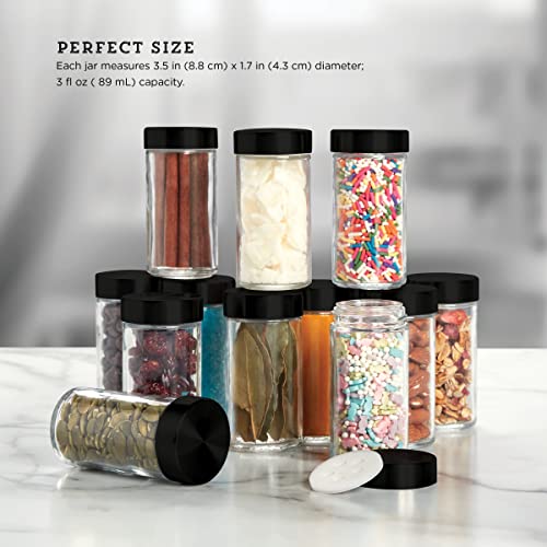 5244227 Empty Jars With Black Cap (Set of 12 / Black)
