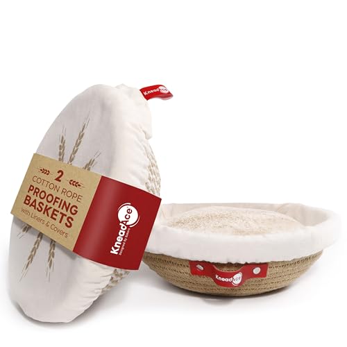Cotton Rope Banneton Bread Proofing Basket Set (2xRound Baskets)