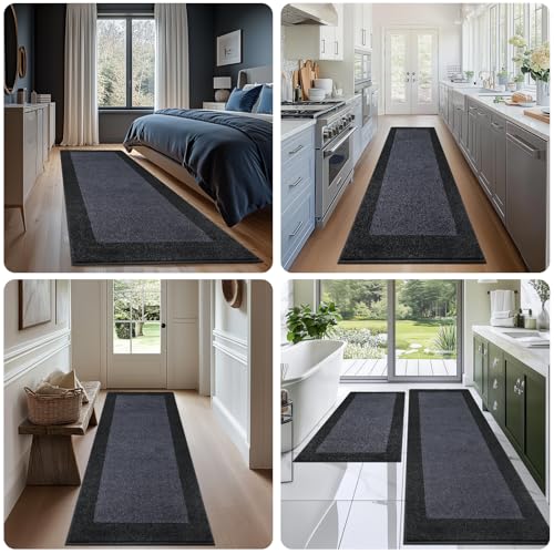 Kitchen Rugs Set (Charcoal / 24" X 36"+ 24" X 60")
