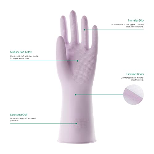 3 Pairs Colorful Household Rubber Gloves with Non (Assorted Colors / Medium (Pack of 3))