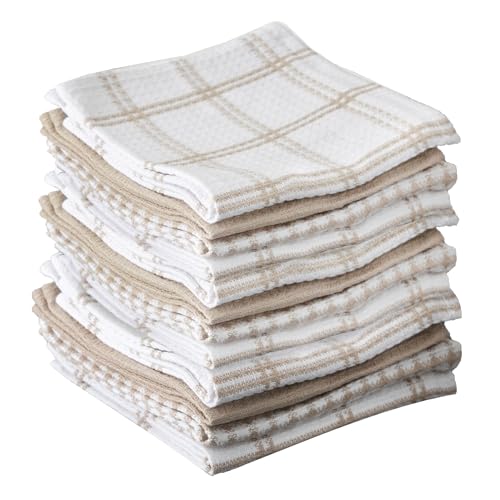 Premium Waffle Dish Cloths (Sand / 12-Pack)