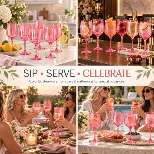 Acrylic Lucia Stemmed Goblets (Wine Glass / Hot Pink)