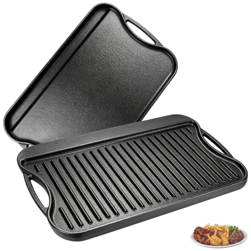 Reversible Cast Iron Flat Griddle for Gas (17" x 10" x 1")