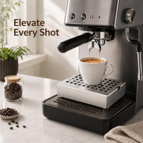 Anti Splash Espresso Cup Riser Stand for Espresso Machines (Silver / 40mm)