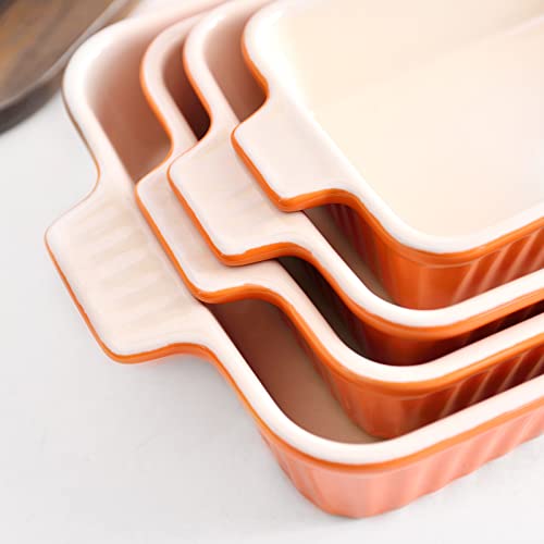 Casserole Dishes for Oven (Orange / Set of 4-rectangular)