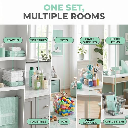 6 Pack Clear Storage Bins with Lids