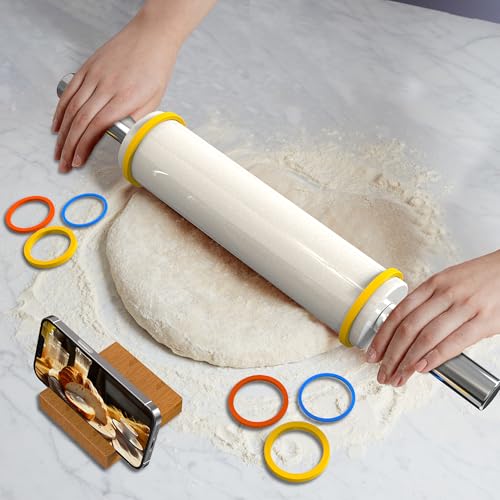 18.5'' Marble Rolling Pin (Rolling Pin + Rings + Stand)