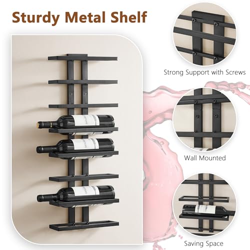 8 Tier Wall Mount Wine Rack (1 Pack (8 Bottles) / Black)