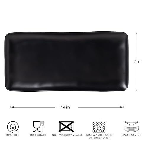 Melamine Rectangular Serving Platters and Trays set (Black Rectangular Platter)