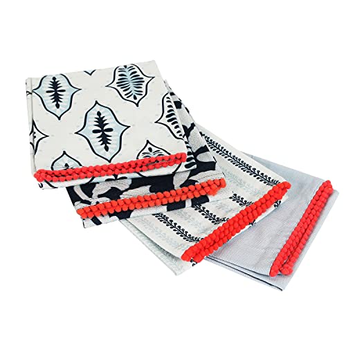 Dish Towels for Kitchen Tea Towels for Gifting Bar Towels for Kitchen Towels Hand Printed Dish Cloths (Set of 4 (18x28 Inches) / Blue)