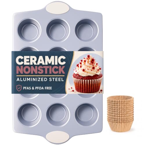 Ceramic Coated Nonstick 12 (Cream / 12 Cup Muffin Pan (1 pack))