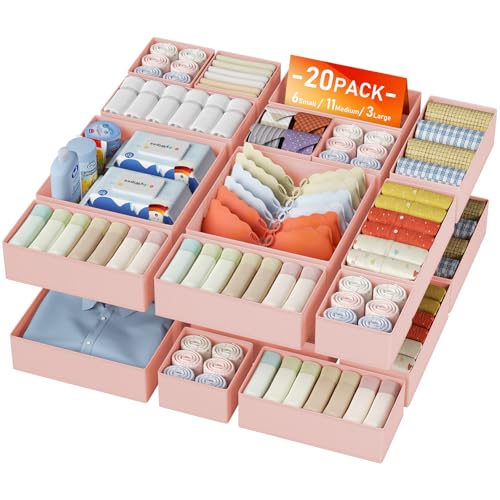 Drawer Organizer Clothes 20 Pack (Pink / 20 Pack)