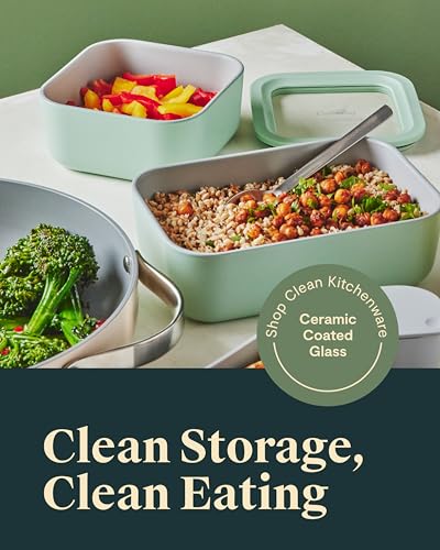 6 Piece Glass Food Storage Set with Lids (Cream / 6.6 Cup Food Storage (6x))