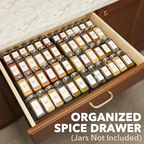 Bamboo Black Spice Drawer Organizer (12" to 23" Wide / Black)