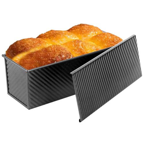 Non Stick Pullman Loaf Pan with Lid 13x4 Inch (Black)