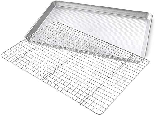 1607CR Bakeware Extra Large Sheet Baking Pan and Bakeable Nonstick Cooling Rack Set (Extra Large Sheet (Pack of 1) / XL Sheet Pan & Rack Set)