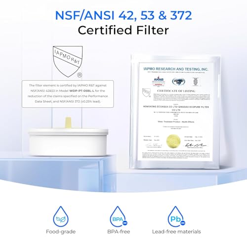 PT 72BL Glass Water Filter Pitcher (Black)