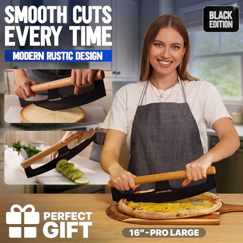 16 Inch Pizza Cutter Rocker Blade (Black / 16 Inch)
