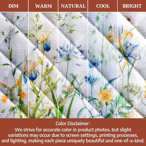 100% Cotton Oven Mitt & Pot Holder Set (012 - Fleurs De Mai / 7.5" x 13" & 8" x 8" (Oven Mitt & Pot Holder))