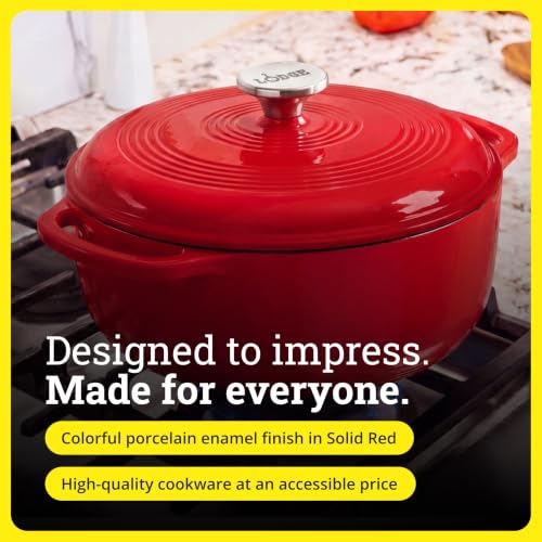 Essential Enamel Cast Iron Dutch Oven (Solid Red)