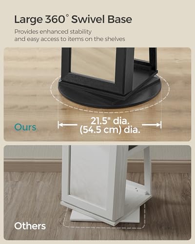 360° Swivel Jewelry Cabinet (Black / Framed Mirror, Classic)