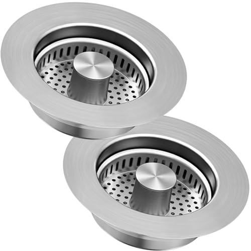 Sink Drain Strainer 3 in 1 (Silver / 2 Pack)