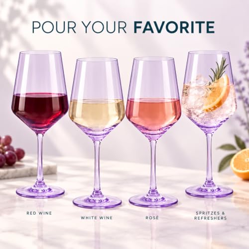 Purple Colored Wine Glass Set (Stemmed)