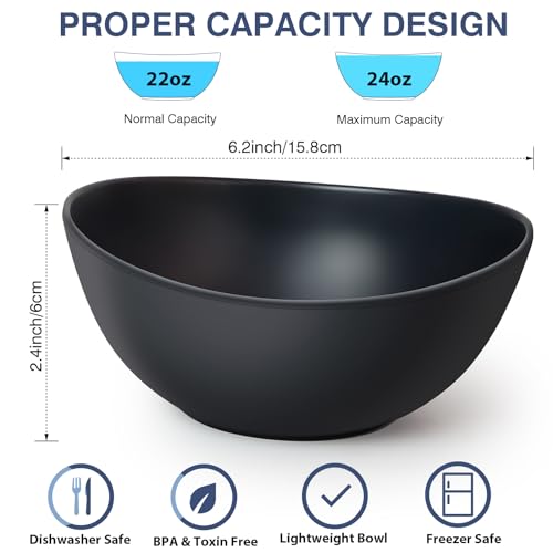 6.2'' Bamboo Fiber Cereal Bows Set of 6 (6.2 inches / Matte Black)